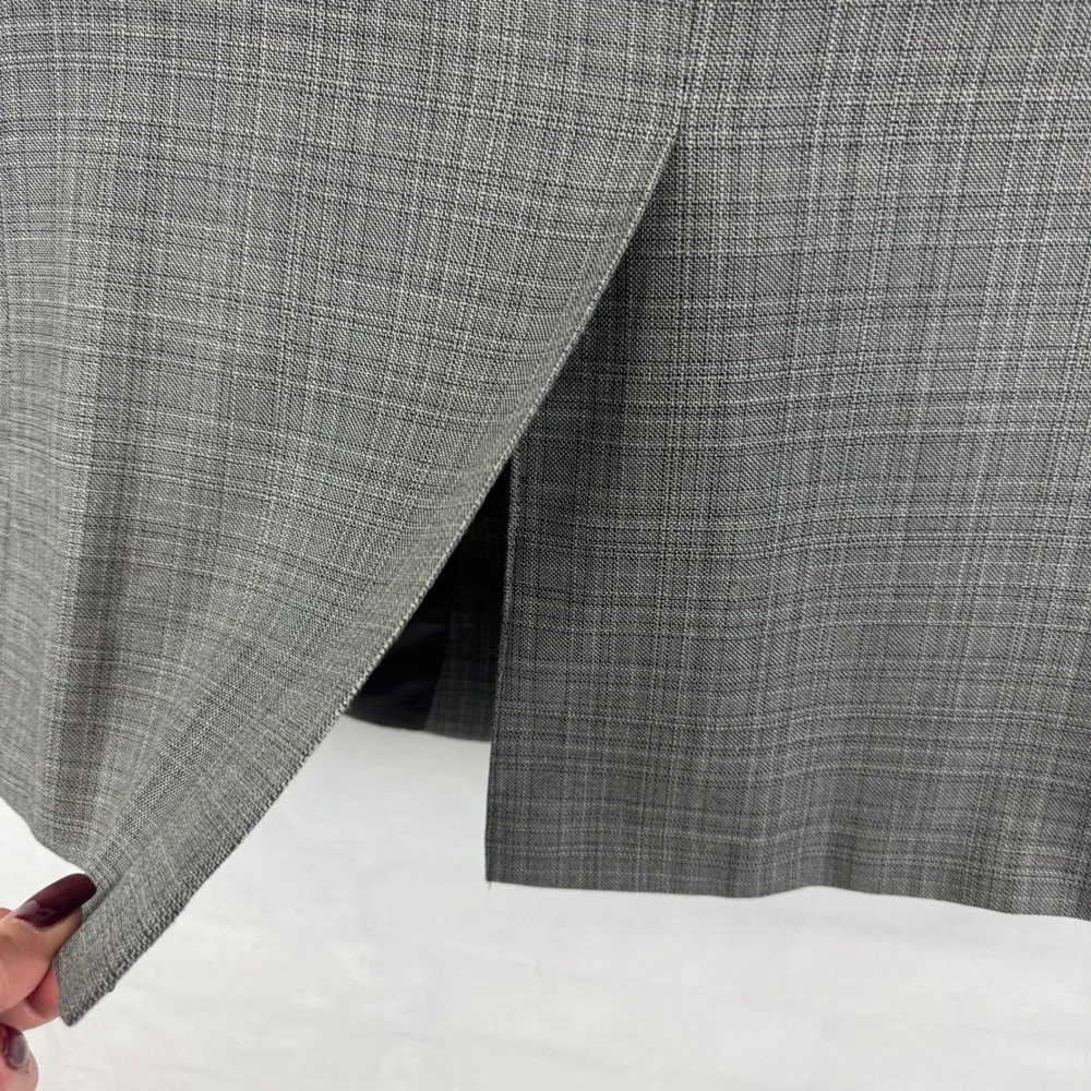 Lauren Ralph Lauren Made in‎ Italy Gray Plaid Silk Wool Sport Coat Blazer 44S